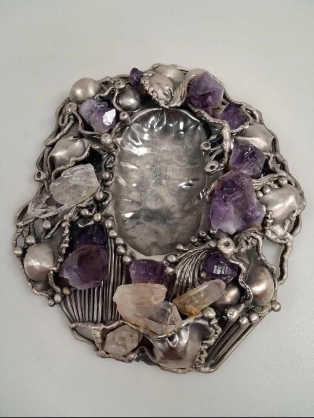 Beautiful Brutalist Amethyst & Quartz Copa Vide Poche